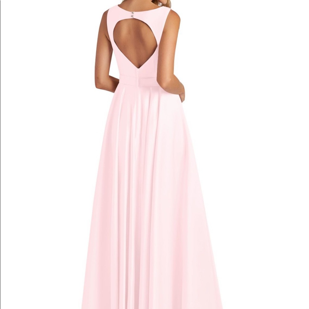 Azazie Jakayla dress in "blushing pink" color